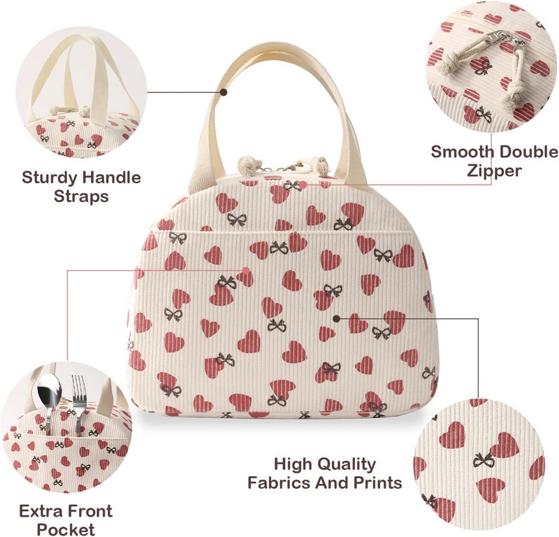 Baglemon Lunch Bag for Women Men Cute Corduroy Lunch Tote Bags Reusable Insulated Lunch Box Large Capacity Reusable Insulated Cooler for Work/Picnic/Travel - Image 3